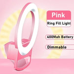 Selfie Ring Light Clip-On 3 Light Colors USB Rechargeable