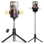 Selfie Stick Tripod Foldable 3-In-1 With Dual LED Lights