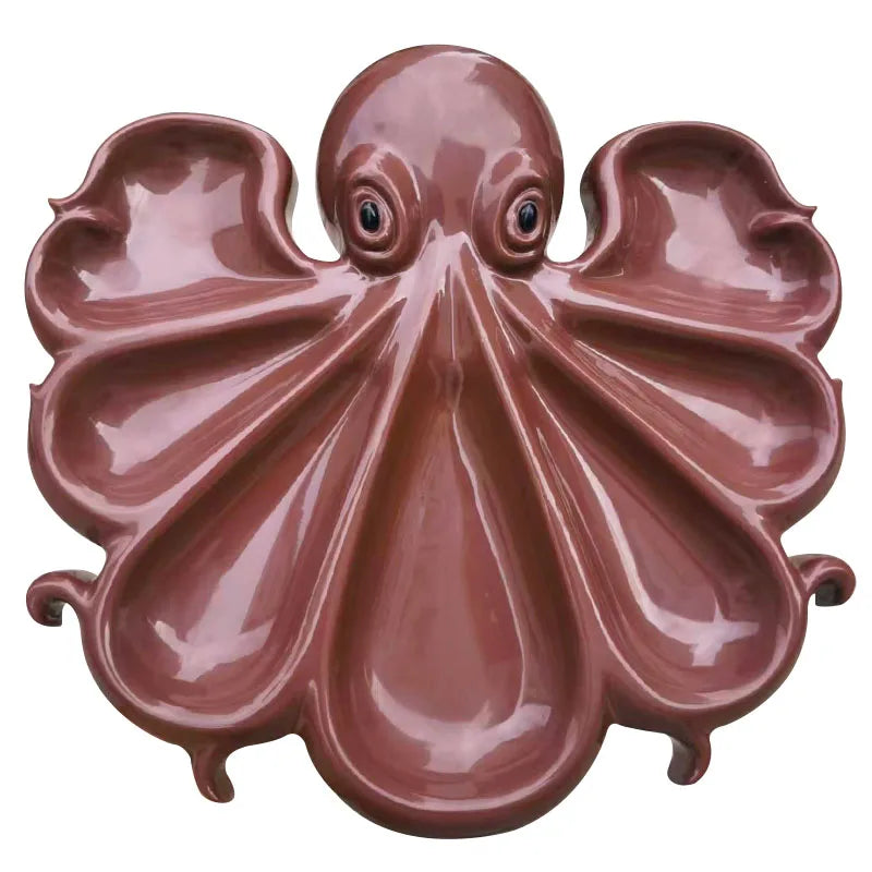Serving Board Octopus-Shaped Wood Divided Compartments
