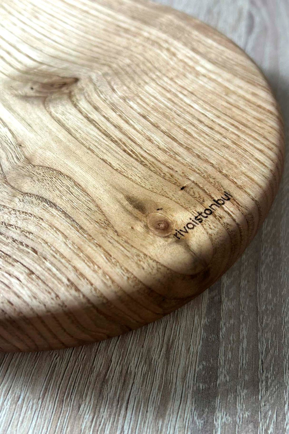 Serving Board Round Carved Chestnut Wood