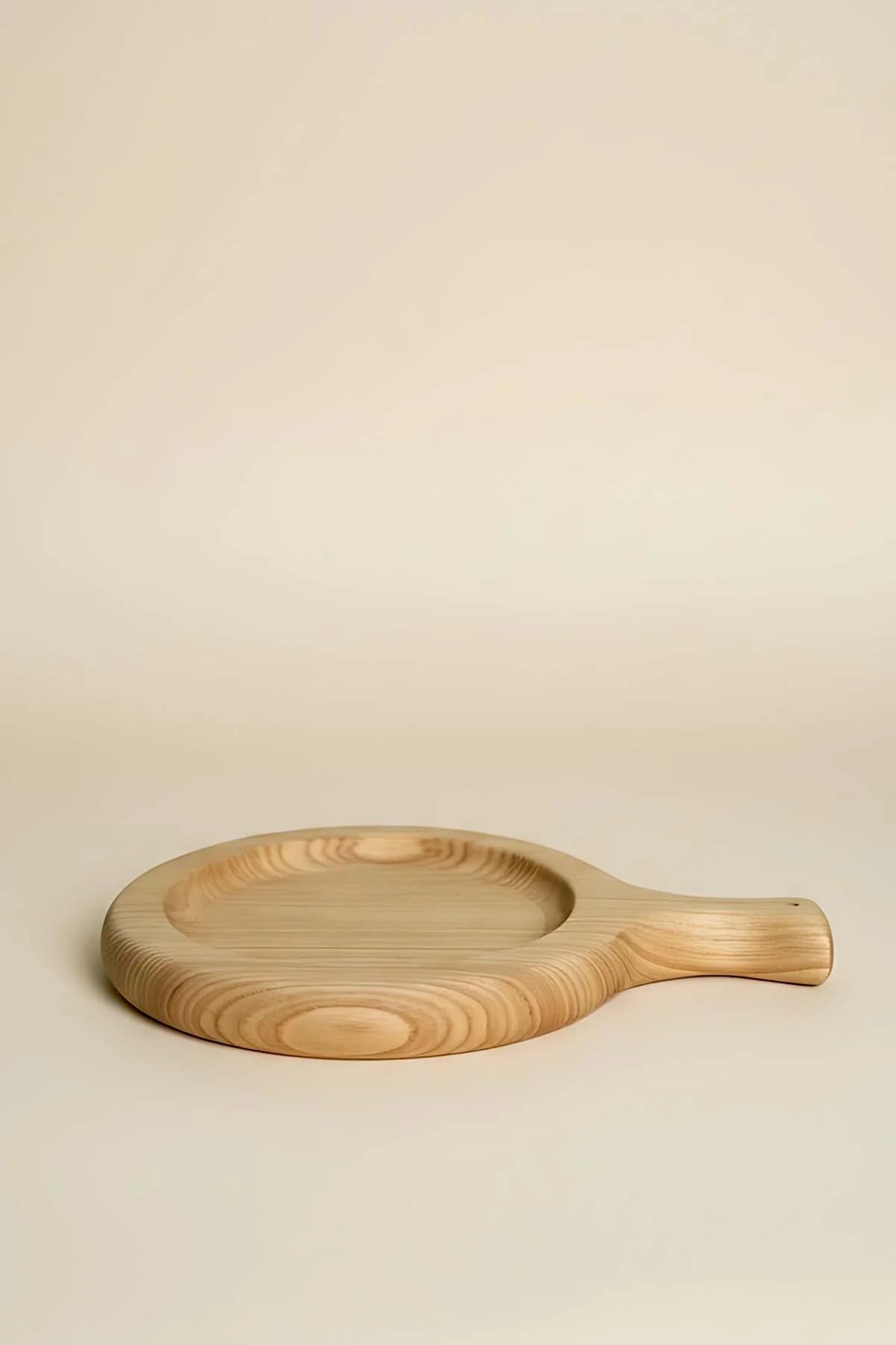 Serving Board Round Carved Chestnut Wood