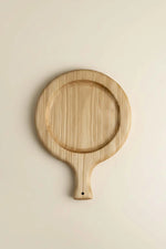 Serving Board Round Carved Chestnut Wood