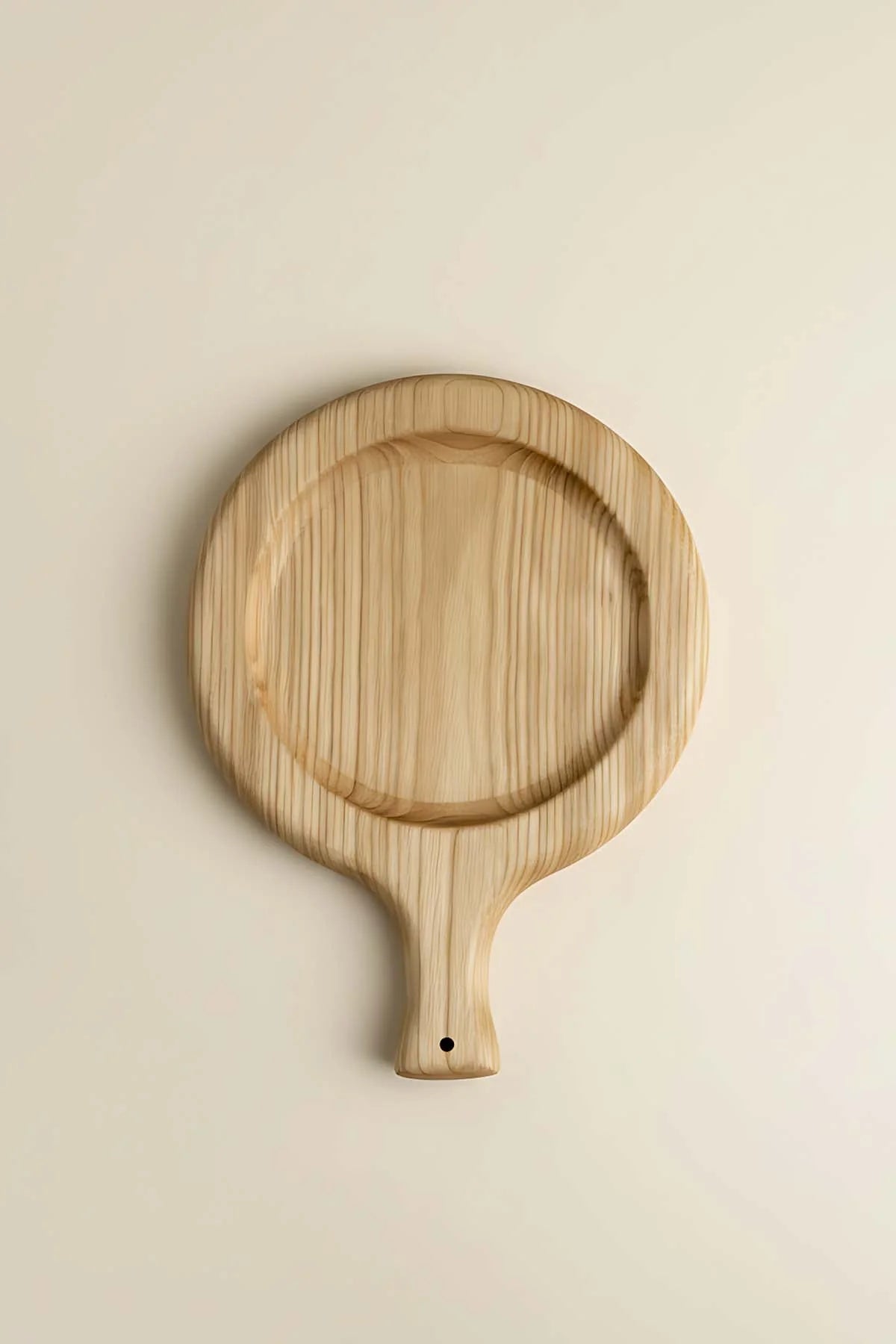 Serving Board Round Carved Chestnut Wood