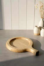 Serving Board Round Carved Chestnut Wood