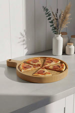 Serving Board Round Carved Chestnut Wood
