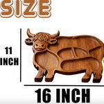Serving Board Solid Wood Rustic Cow Design