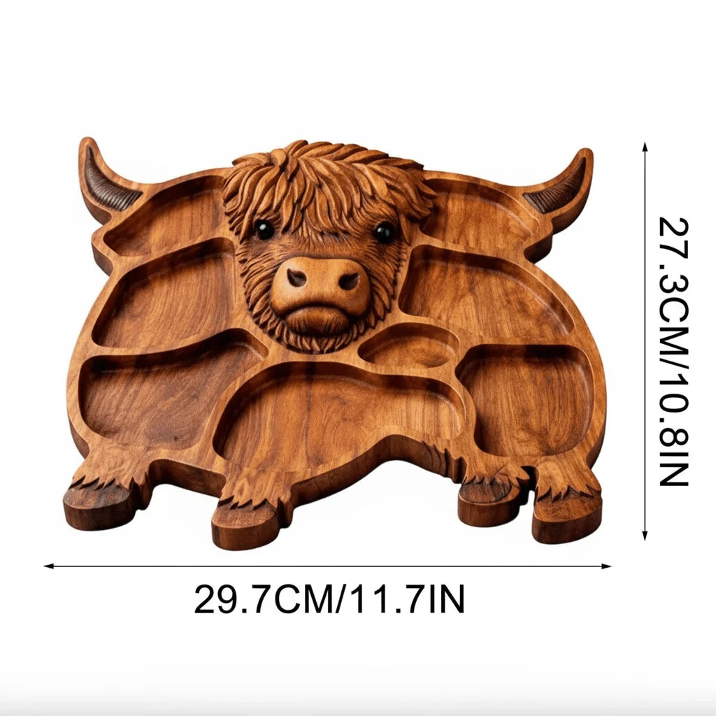 Serving Board Solid Wood Rustic Cow Design