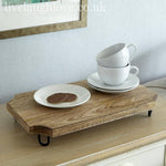 Serving Board Wooden Raised Metal Feet