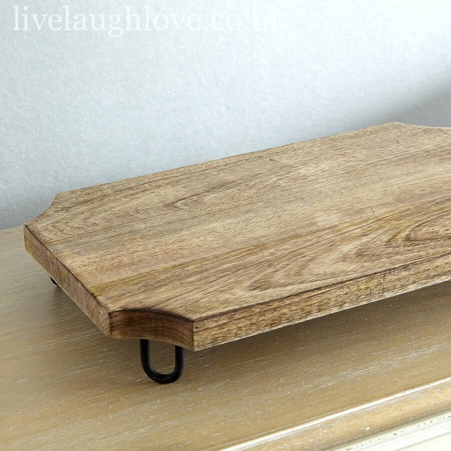 Serving Board Wooden Raised Metal Feet