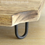 Serving Board Wooden Raised Metal Feet
