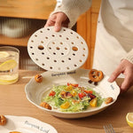 Serving Plate Glazed Ceramic Hand-Painted Ventilated Base