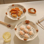Serving Plate Glazed Ceramic Hand-Painted Ventilated Base