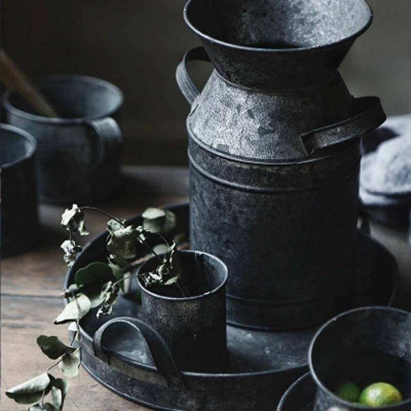 Serving Set Galvanized Zinc European Style For Storage & Decor