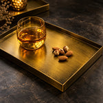 Serving Tray Gold-Tone Metal Decorative Tabletop Organizer