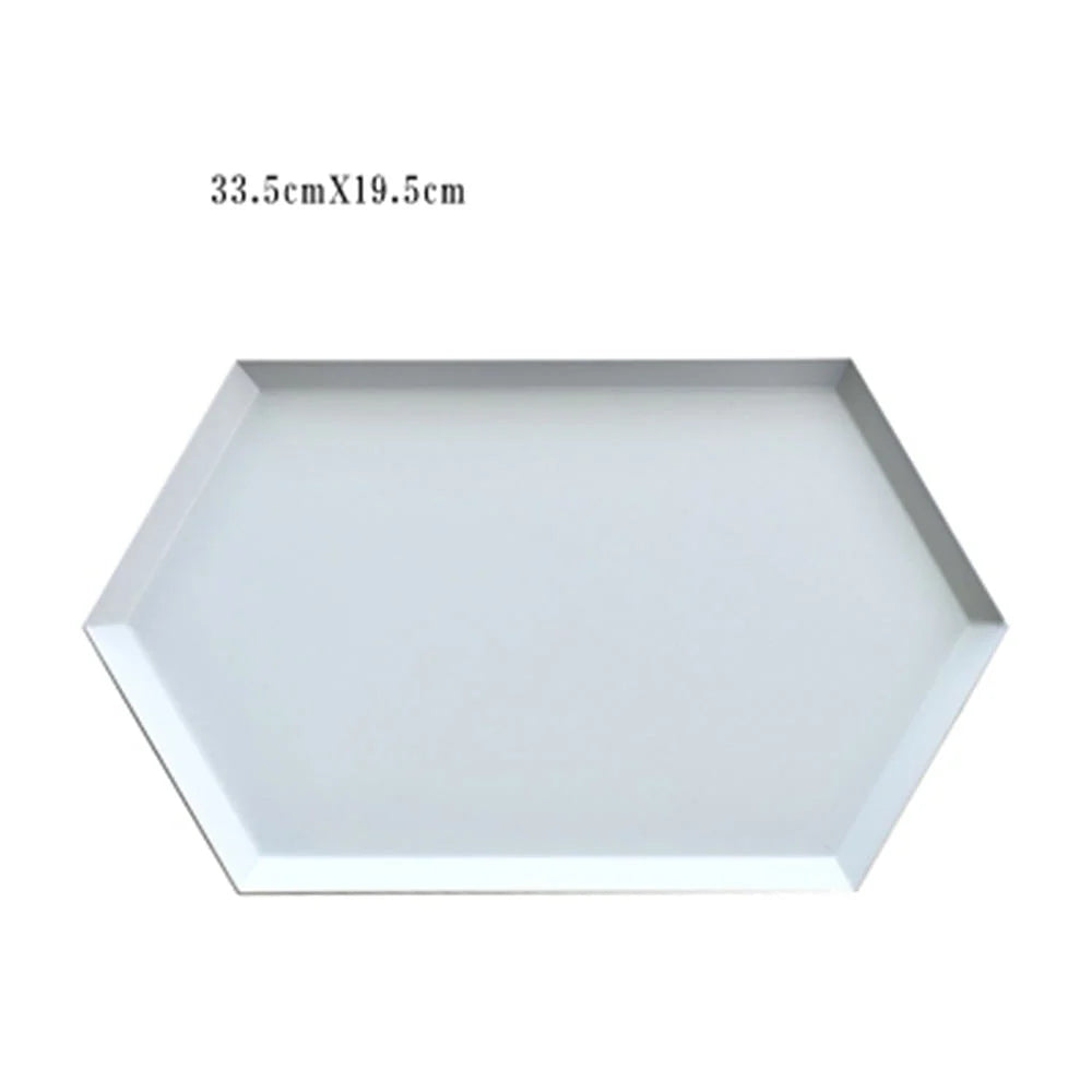 Serving Tray Metal Geometric Design Sturdy Construction