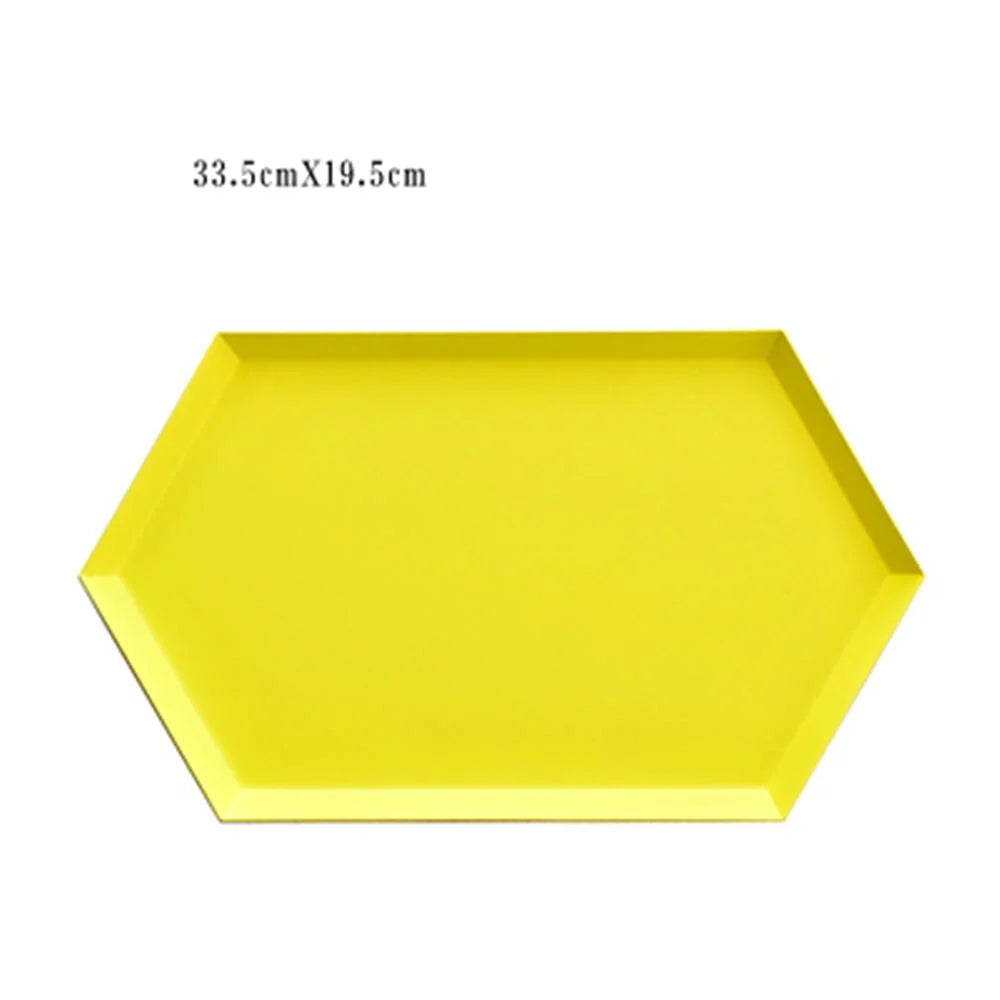 Serving Tray Metal Geometric Design Sturdy Construction