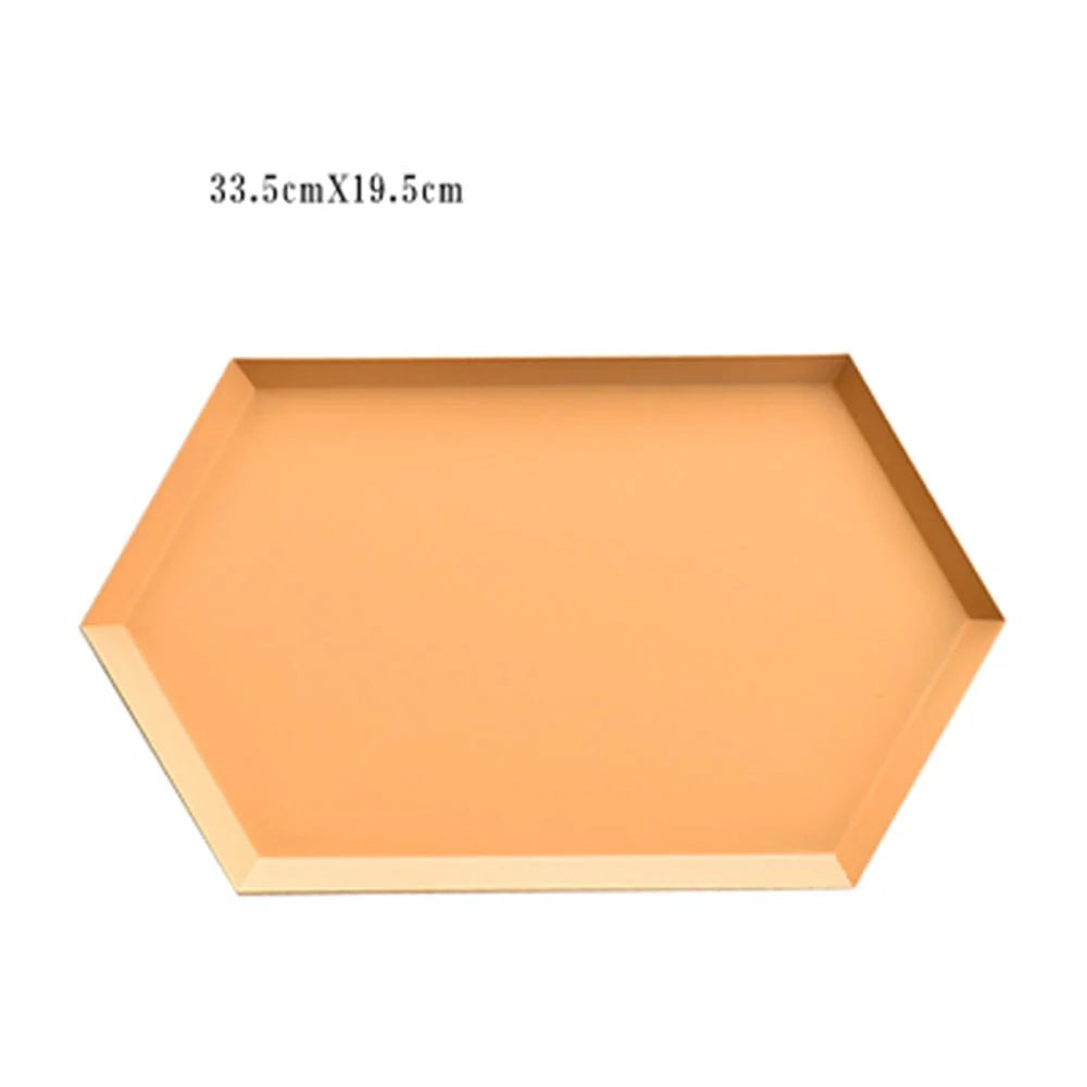 Serving Tray Metal Geometric Design Sturdy Construction