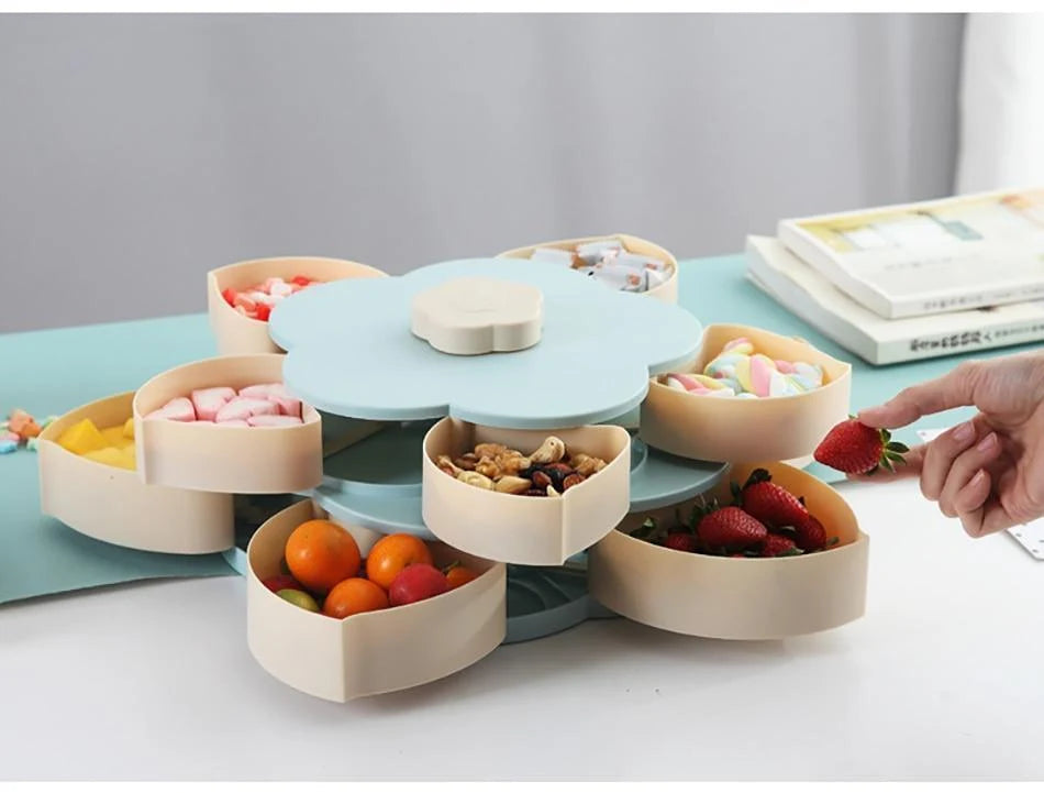 Serving Tray Rotating 10 Compartments Non-Slip Base