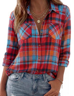 Shacket Soft Flannel Oversized Plaid Chest Pockets