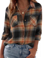 Shacket Soft Flannel Oversized Plaid Chest Pockets