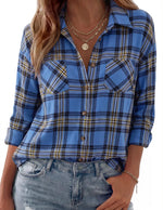 Shacket Soft Flannel Oversized Plaid Chest Pockets