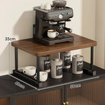 Shelf Riser Two-Tier Walnut Finish Steel Frame