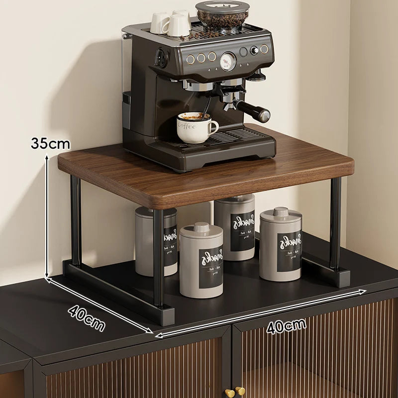 Shelf Riser Two-Tier Walnut Finish Steel Frame