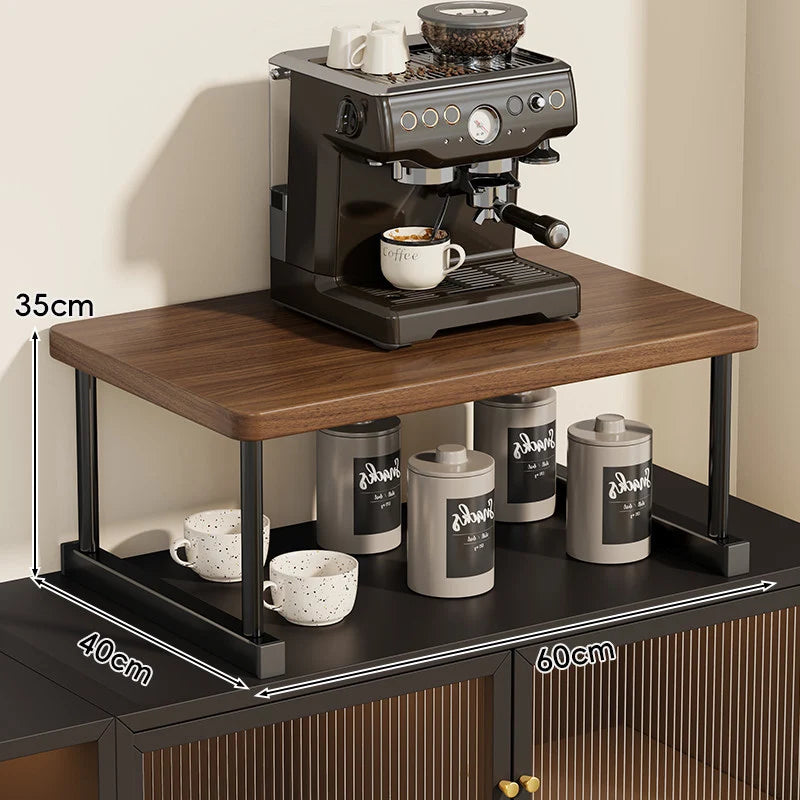 Shelf Riser Two-Tier Walnut Finish Steel Frame