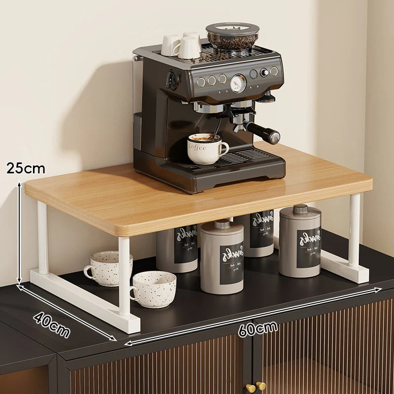 Shelf Riser Two-Tier Walnut Finish Steel Frame