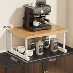 Shelf Riser Two-Tier Walnut Finish Steel Frame