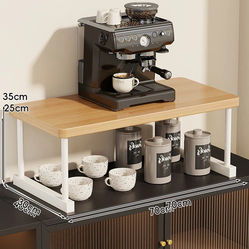 Shelf Riser Two-Tier Walnut Finish Steel Frame
