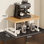 Shelf Riser Two-Tier Walnut Finish Steel Frame
