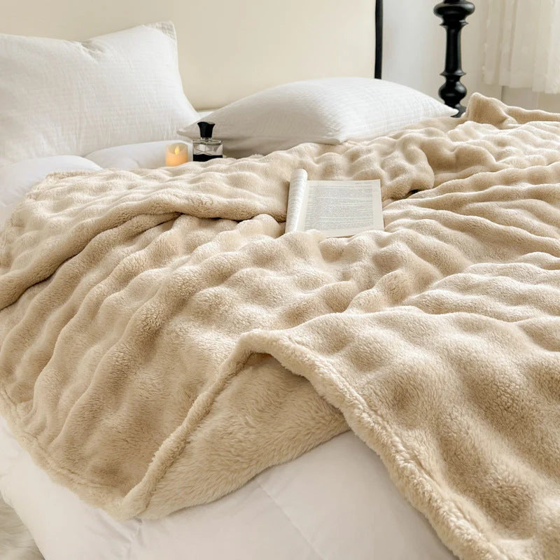 Sherpa Blanket Plush Textured Machine Washable Cozy Warmth
