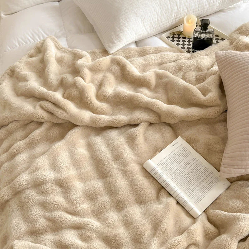 Sherpa Blanket Plush Textured Machine Washable Cozy Warmth