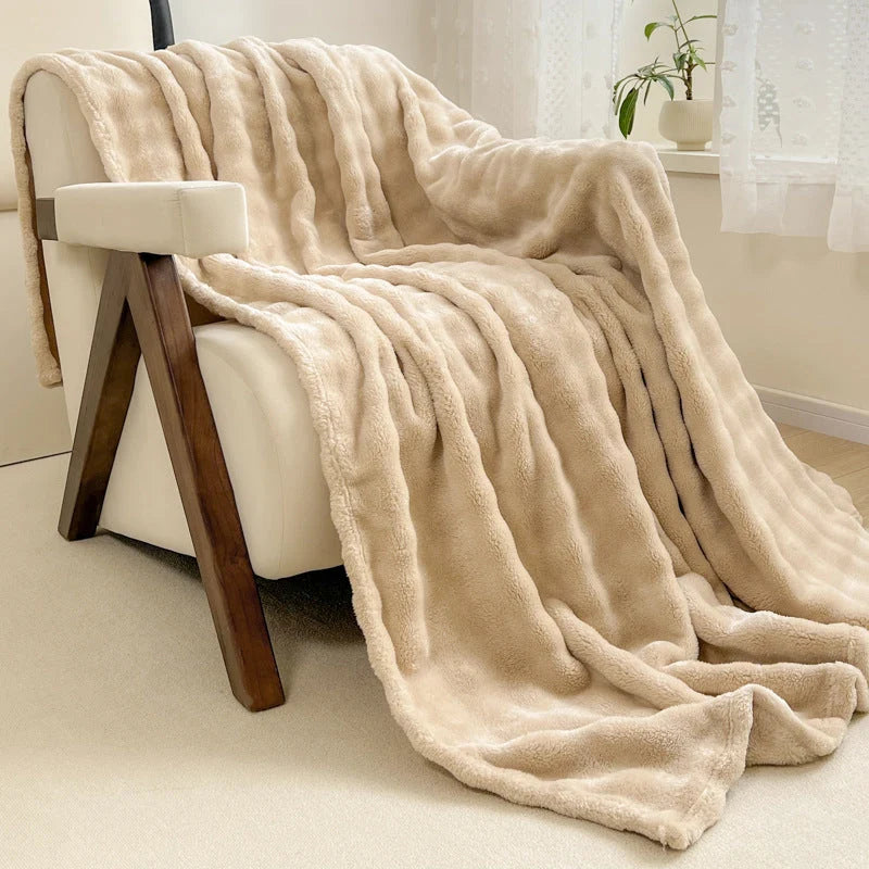 Sherpa Blanket Plush Textured Machine Washable Cozy Warmth