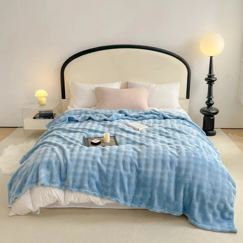 Sherpa Blanket Plush Textured Machine Washable Cozy Warmth