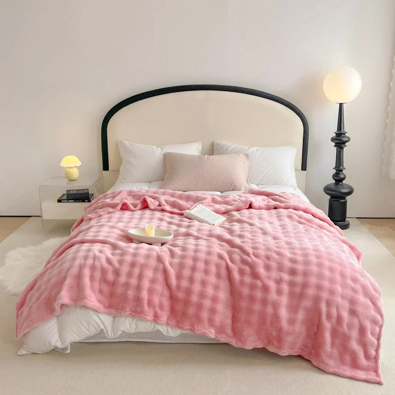 Sherpa Blanket Plush Textured Machine Washable Cozy Warmth