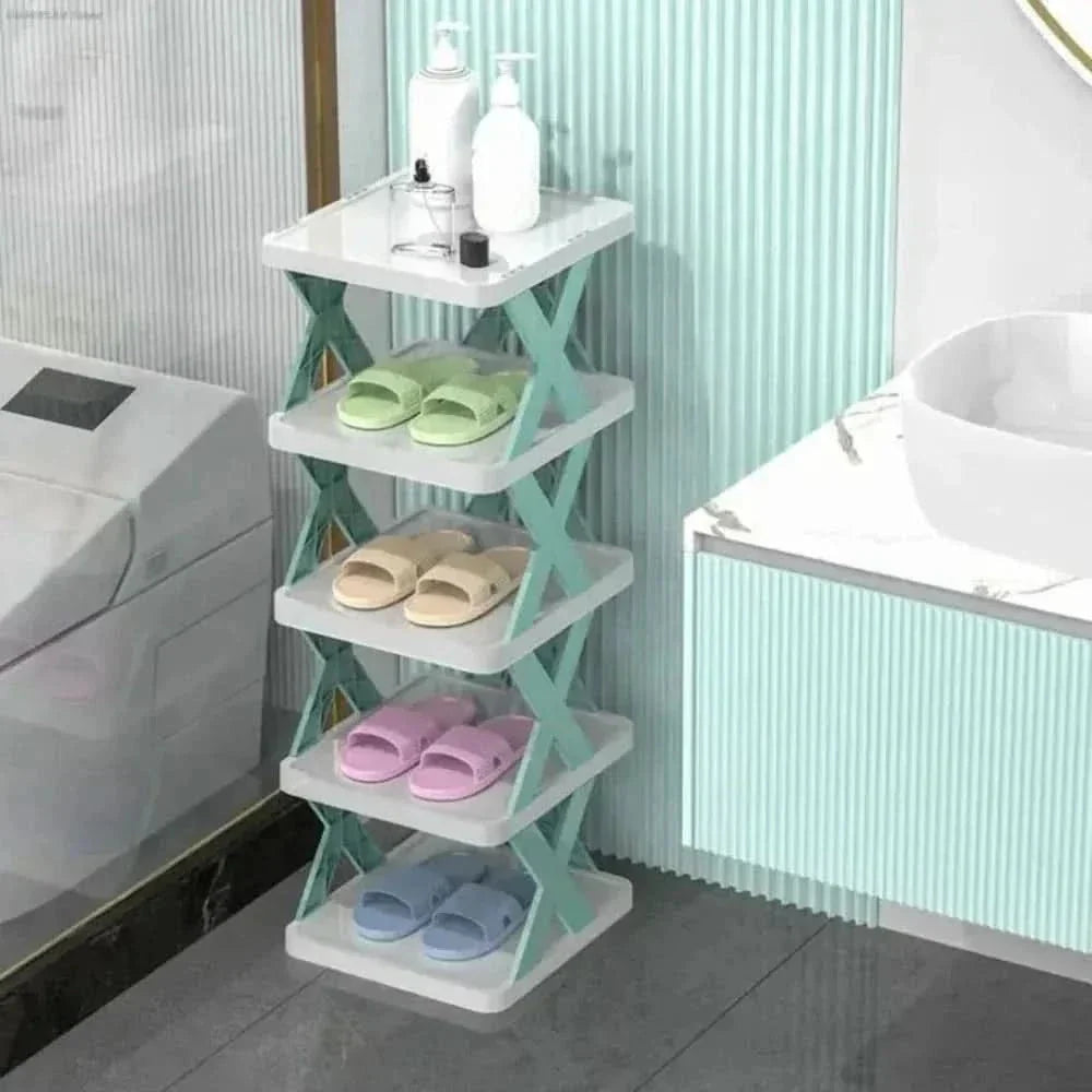 Shoe Organizer 4-Tier Plastic Removable Compartments Space-Saving