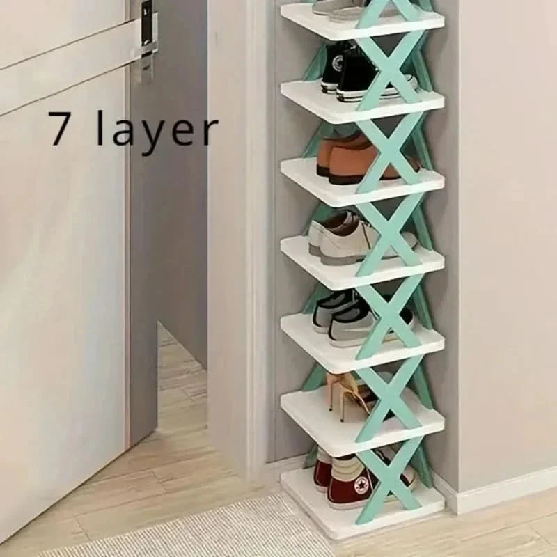 Shoe Organizer 4-Tier Plastic Removable Compartments Space-Saving