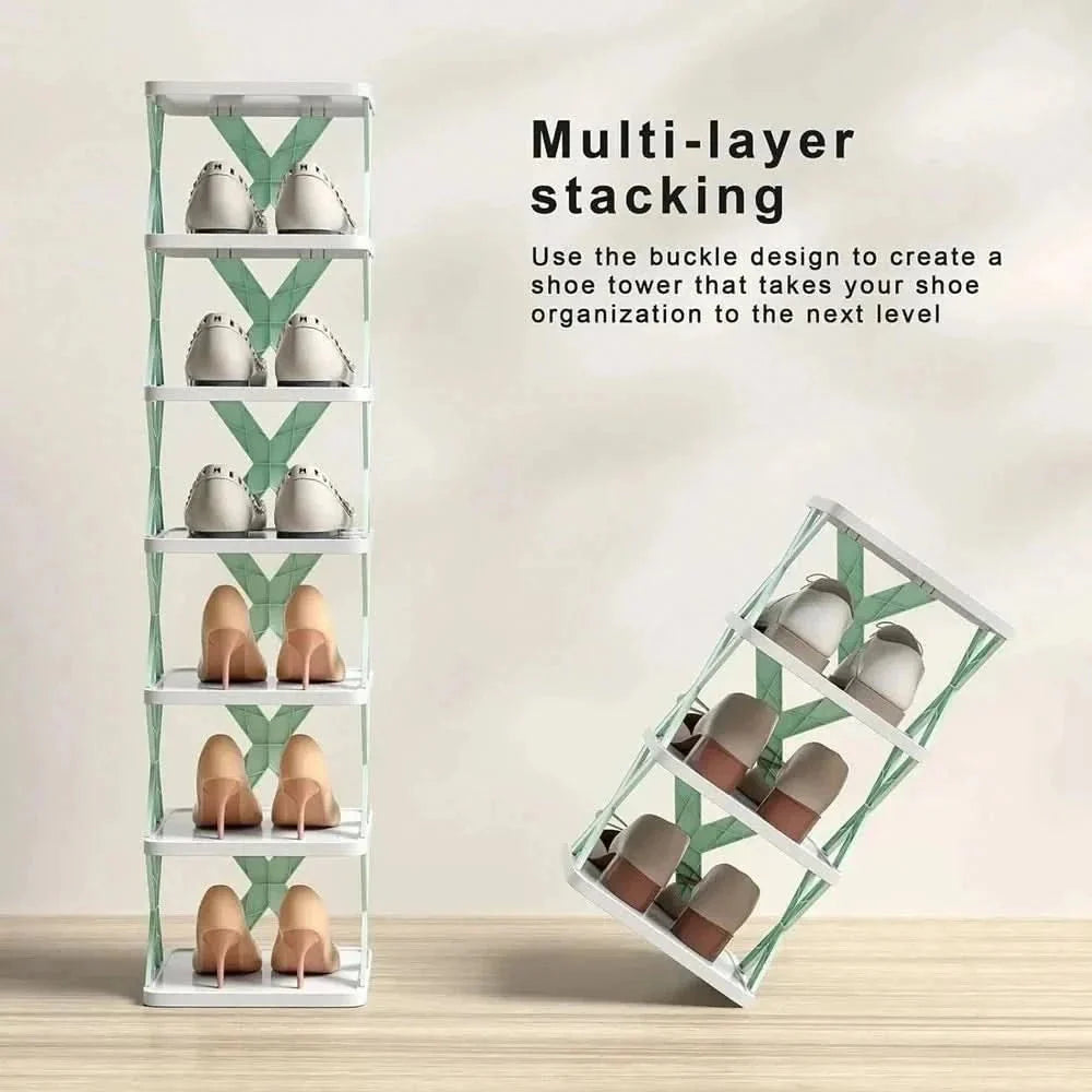 Shoe Organizer Multi-Tier Plastic Tool-Free Assembly