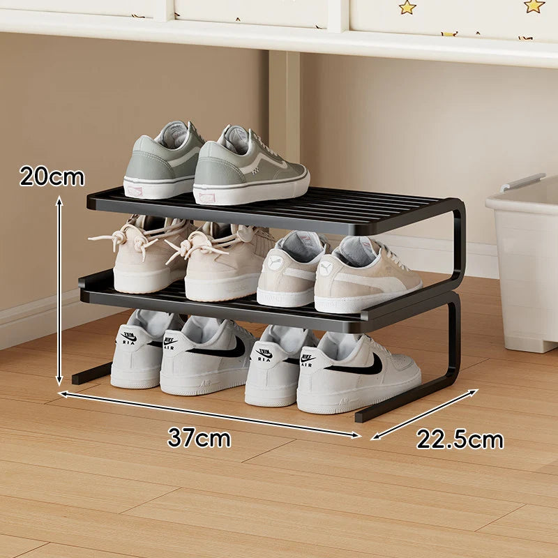 Shoe Organizer Rack Two-Tier Powder-Coated Steel Space-Saving