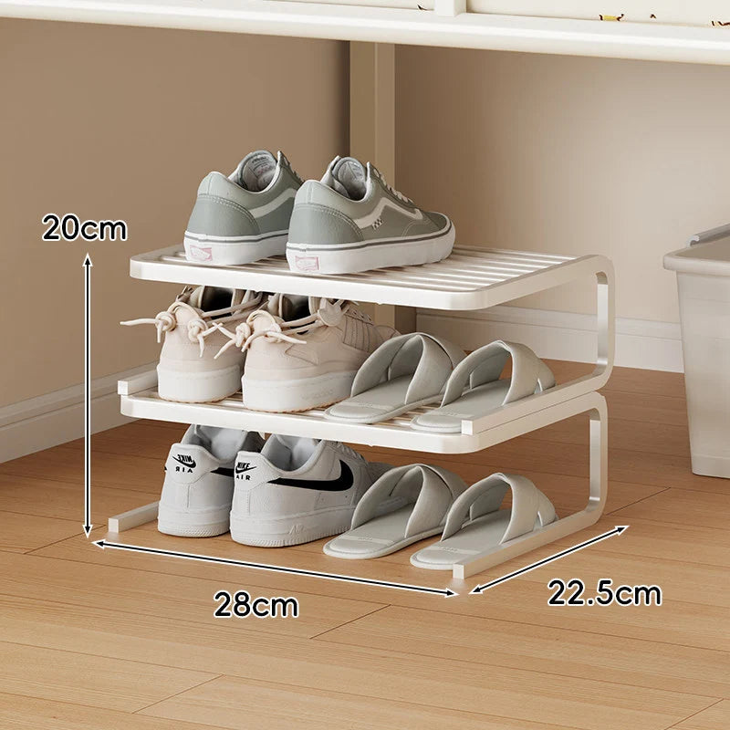 Shoe Organizer Rack Two-Tier Powder-Coated Steel Space-Saving