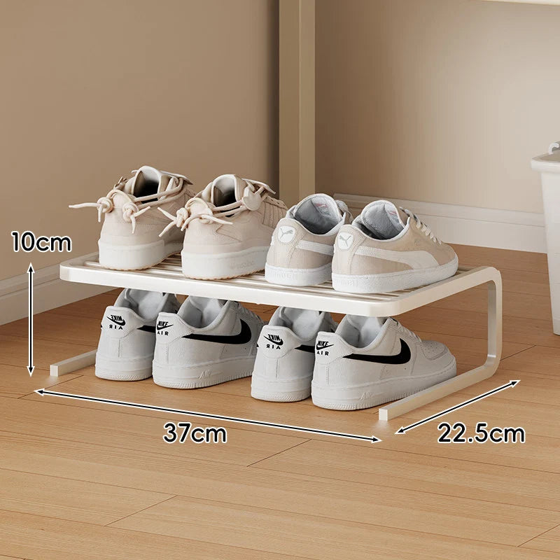 Shoe Organizer Rack Two-Tier Powder-Coated Steel Space-Saving