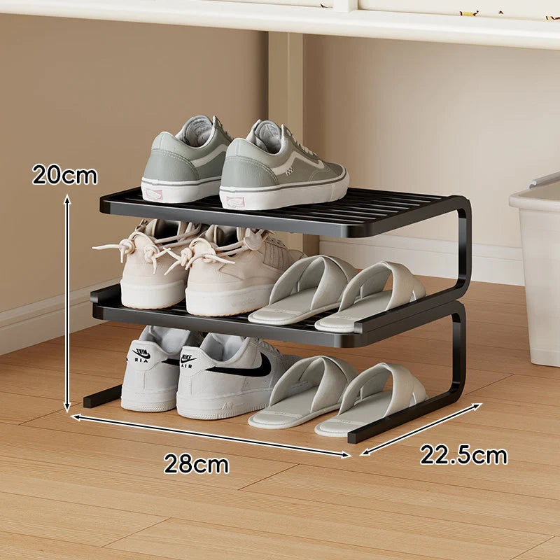Shoe Organizer Rack Two-Tier Powder-Coated Steel Space-Saving