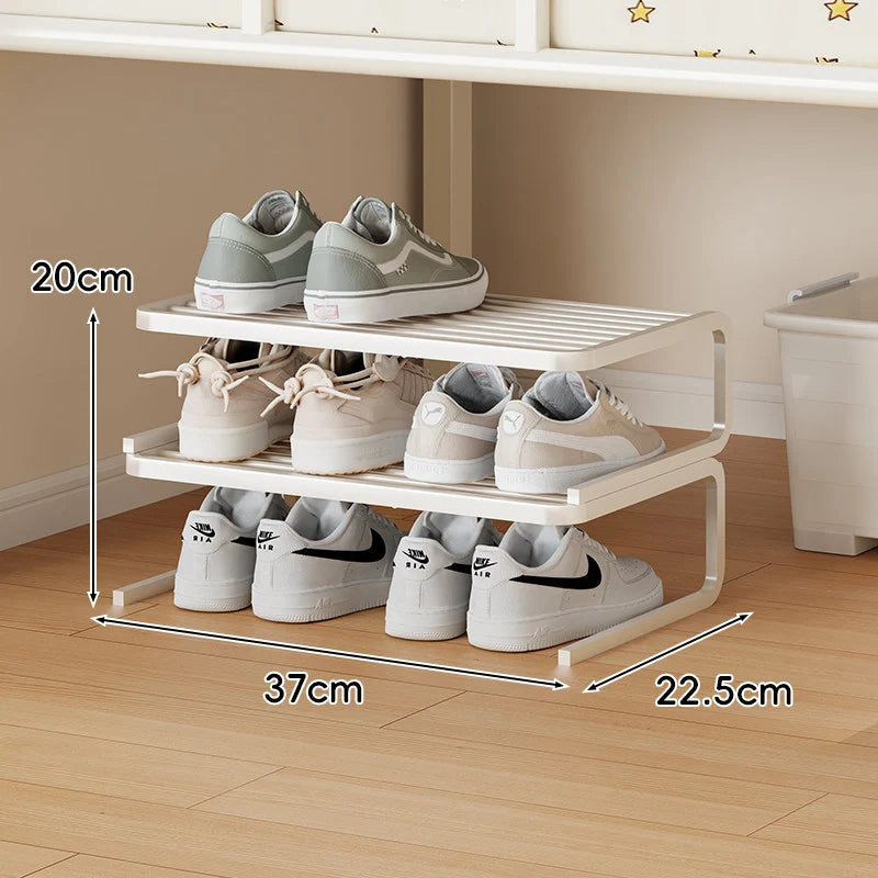 Shoe Organizer Rack Two-Tier Powder-Coated Steel Space-Saving