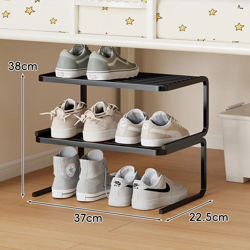 Shoe Organizer Rack Two-Tier Powder-Coated Steel Space-Saving