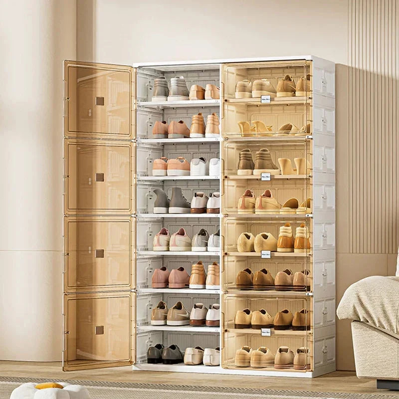 Shoe Organizer Transparent Stackable Space-Saving Storage