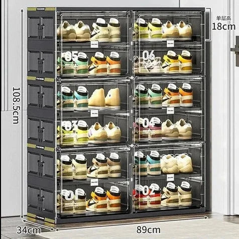 Shoe Organizer Transparent Stackable Space-Saving Storage