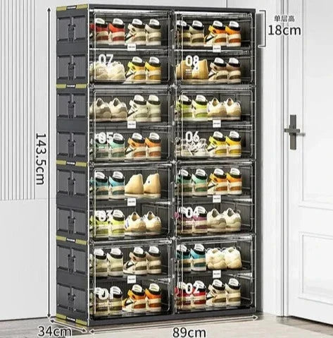 Shoe Organizer Transparent Stackable Space-Saving Storage