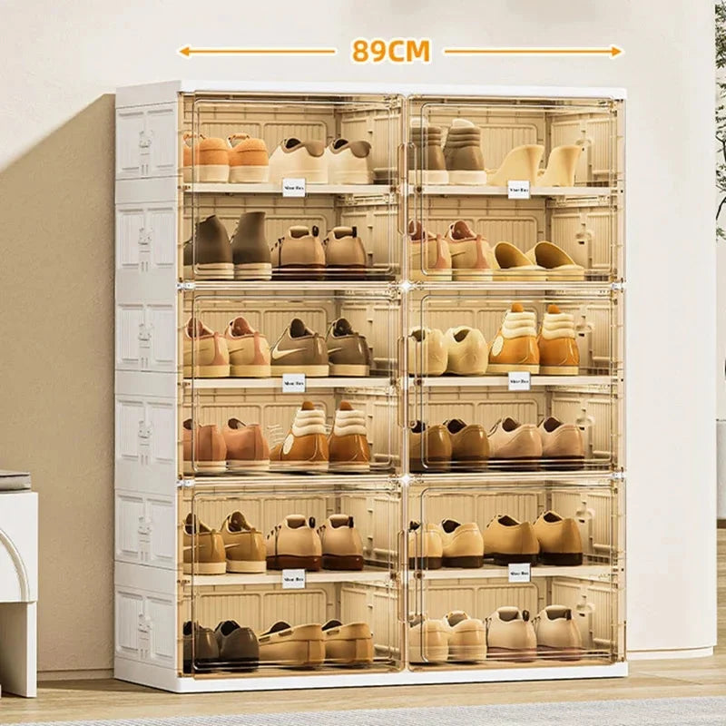 Shoe Organizer Transparent Stackable Space-Saving Storage